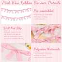 2 Pcs Pink Bow Garland Banner Decoration 16.4 ft Bow Party Decorations for Girls Pink Bows Ribbon Banner Bows Birthday Baby Shower Decorations Coquette Bridal Shower Party Supplies