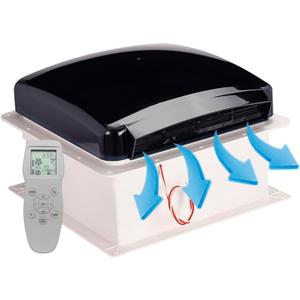 Build-in Rain Shield RV Roof Fan Vent Trailer Camper 10 speed 12V 14'' Reversible Remote Open with Tail