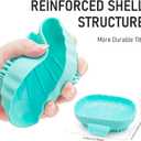 3 x Silicone Self Draining Soap Dish Tray Holder Cute Sea Shell 25Slope for Bar Soap Saver Waterfall Drain Shower Bathroom Sink with Bristles Brush Keep Dry Blue