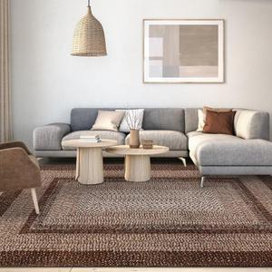 WESTLOOM Rugs for Living Room 8x10 Washable Rug Modern Braided Printed Rugs Large Bedroom Rug Boho Country Farmhouse Rug Non Slip Low Pile Indoor Nursery Home Office Floor Cover Accent Rug Brown
