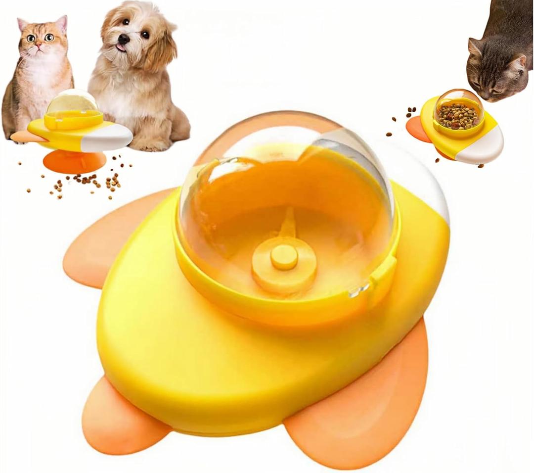 2026 new Rocket Shape 360 Rotating Puzzle Feeder for Cats - Interactive Treat Dispenser Toy for Indoor Play, Slow Eating & Mental Stimulation.