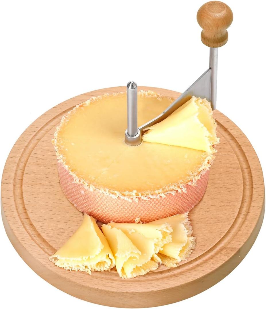 WILLOWDALE Wooden Cheese Curler, 8.5 Inches Cheese Cutter Stainless Steel Cheese Shaver for Cheese Wheel & Chocolate, Manual Cheese Slicer Kit, Suitable for Home, Restaurants, Cafes, and Dessert Shops