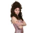 ColorGround Long Curly Fluffy Hair Wig for Women 60 70 80s Beehive Cosplay Wigs for Adults Halloween Costume (Brown)