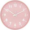 JENLYSTIME 12 Inch 3D Number Modern Wall Clock, Round Bright Colorful Dial, Non Ticking Silent Quartz Battery Operated Wall Clocks, Easy to Read Simple Style Decor Clock for Bedroom, LivingRoom(Pink)
