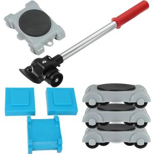 8pcs Furniture Mover Kit - Heavy Duty Furniture Moving Tool with 360 Degree Rotating Pulley, Non-Slip Rubber Handle, Lever Principle Design, Heavy Furniture Movers Slides Kit for Easy Relocation