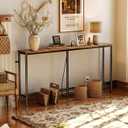 SUPERJARE Console Table with Outlet, 63 Inch Sofa Table with Charging Station, Narrow Entryway Table, Behind Couch Table, for Living Room, Plants - Rustic Brown