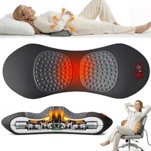 3-in-1 Lower Back Massager, Triple Fusion Design with Heat, Vibration & Stretch Function, Ergonomic Lumbar Support Pillow with Memory Foam Back Cushion for Bed, Office Chair & Car