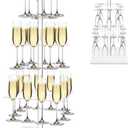 Champagne Tower with Marble Base,26 Slots Champagne Display Rack Designed for Serving and Drying,3-Tier Cocktail Tree Stand for Drinks,Rectangular Champagne Stand Holder for Wedding and Party(White)
