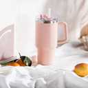 6 x 6 Pack Replacement Straws with Cleaning Brush Compatible Stanley 30 oz 40 oz Tumbler, Plastic(White)