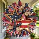 Patriotic Wreath for Front Door, 250th Anniversary Patriotic Wreath,Red White and Blue, 4th of July Independence Day Outdoor Decoration