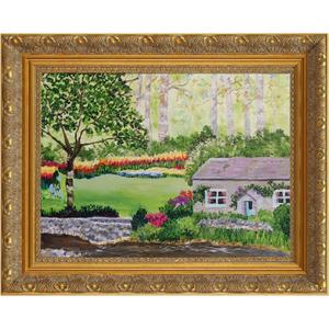 DIY Solid Wood Frame for 20x24 Canvas Painting, 2.4" Wide Gold Ornate, Vertical or Horizontal Display for Home Office Wall Decor (Empty, No Plexiglass & Backing Board)