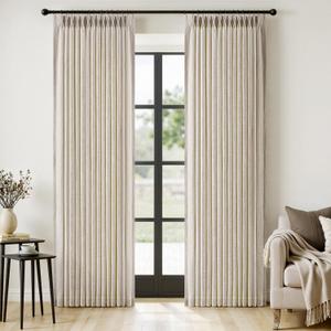 MIULEE Pinch Pleated Thick Linen Curtains 96 Inches Long 2 Panels for Living Room Bedroom, Memory Trained Drapes Pinch Pleat Back Tab Semi Sheer Privacy Neutral Ivory Cream Farmhouse Window Curtains, 40"W x 96"L