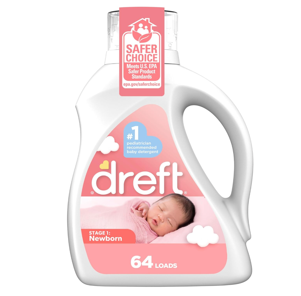 Dreft Stage 1 Newborn Baby Liquid Laundry Detergent, Gentle on Sensitive Skin, HE Compatible, 64 loads
