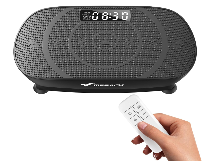 MERACH Vibration Plate Exercise Machine, Vibration Plate 440 Lbs Capacity, Bluetooth and Silicone Pedal, Stimulate Deep Fat, Vibration Plate for Lymphatic Drainage, Vibrating for Weight Loss, Black