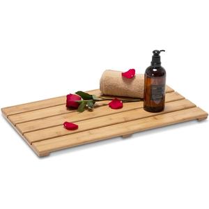 GOBAM Bamboo Bath Mat, Medium, 22.8 x 13 x 1.3 inches - Non-Slip Floor Mat for Bathroom, Spa, Sauna, Kitchen, Indoor & Outdoor Spaces, Shower Mat for Bathroom Decor - Natural