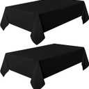 sancua 2 Pack Black Tablecloth 60 x 102 Inch, Rectangle 6 Feet Table Cloth - Stain and Wrinkle Resistant Washable Polyester Table Cover for Dining Tables, Buffet Parties and Camping