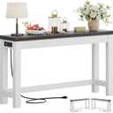 Cyclysio 47" Console Table with Charging Station, 13.8" Deep Farmhouse Sofa Table Behind Couch with 2 AC Outlets & 3 USB Ports, Entryway TV Console or Compact Home Office Desk, Oak Grey