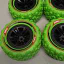 Alomejor RC Crawler Tires, 4PCS 1:14 1:16 Rubber Wheel Rims Tires for 144001 144010 144011 144016 (Green)