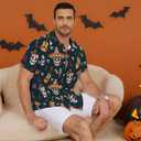 Halloween Button-Down Shirt - Stylish and Comfortable Men's Hawaiian Shirt (Blue, S)