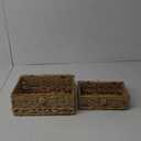 2PCS Wicker Storage Baskets with Lids Decorative Bohemian Handmade Rattan Boxes Natural Water Hyacinth Seagrass Paper Rope Woven Bins Shelf Container Memory Keepsake Photo Makeup Organizer (Set of 2 ( 1 Large 1 Small ))
