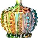 Joeyan 6 oz Colorful Embossed Glass Jars with Lid - Crystal Glass Candy Dishes - Iridescent Candy Jars Jewelry Box for Wedding, Party, Buffet Decorative (Colorful-2)