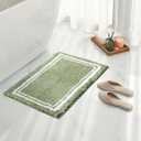2 Pack Tititex Luxury Sage Green Frame Line Bathroom Rug, Extra Soft and Absorbent Microfiber Bath Rugs, Non-Slip Plush Shaggy Bath Carpet, Bath Mats for Bathroom Floor, Tub and Shower 16×25', 19×31' 