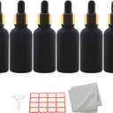 6 PCS 1oz (30ml) Black Frosted Glass Dropper Bottles Perfume Aromatherapy Cosmetic Container Essential Oils Sample Empty Dropper Bottles with Funnel Include