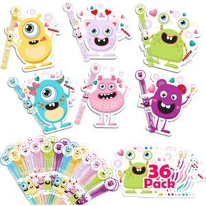 36 Pack Valentines Day Cards for kids With Bubble Wands, Cute Kids Valentines Cards for Classroom School Exchange Gifts, Fun Valentines Gifts for Kids Party Favors Game Prizes