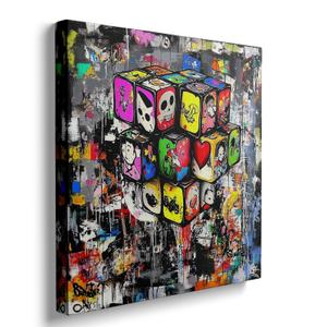 Ypxzzj Modern Abstract Canvas Wall Art for Living Room Graffiti Street Poster Pictures Paintings for Bedroom Urban Pop Wall Decor for Home Framed Ready to Hang(20''x20'')