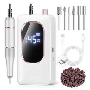 Professional Electric Nail Drill 45000RPM, Portable Nail File for Acrylic Gel Nails, Cordless Rechargeable Salon-Grade Ultra Power Nail Drill Kit for Shaping, Polishing & Removing Gel Nails