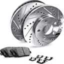 R1 Concepts Rear Brake Kit For 2016-2022 Honda Civic| Drilled Slotted Brake Rotors| Ceramic Brake Pads and Rotors Kit