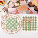 Green Gingham Napkins Disposable Cocktail: 120PCS Checkered Square Paper 9.8x9.8 Inch For Table Decorations & Dinner Party
