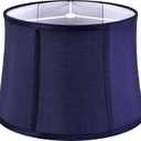 GOSO Medium Blue Lamp Shade for Table Lamps Floor Lamp Modern,12x14x10 inch (Spider) Natural Fabric Faux Silk Lamp Shades Replcement,Tiffany Drum Lampshade for Bedroom/Living Room Easy Assembly