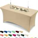 Utopia Kitchen Spandex Tablecloth 1 Pack [6FT, Champagne] Tight, Fitted, Washable and Wrinkle Resistant Stretch Rectangular Patio Table Cover for Event, Wedding, Banquet & Parties [72Lx30Wx30H Inch]