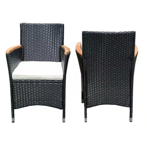 Rattan Outdoor Dining Chairs with Beige Cushions