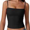 QINSEN Women's Double Lined Basic Tank Top Spaghetti Straps,  Large 