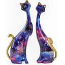 masteymoh 2 Colorful Cat Statue,Creative Graffiti Art Multicolor Cat Figurine Resin Home Decor Splash Color Animal Sculpture Kitten Figurine Modern Home Office Desktop Decoration, Starry Sky Ky147