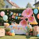 3Pcs Artificial Flowers for Outside, Large Flower Decorations for Birthday Party, Fake Flowers for Garden Hote Office Home Farmhouse Decor Wedding Art Gallery Graduation Store, Pink