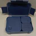 3 in 1 Leak-Resistant Bento Lunch Box For Adults, Teens, & Larger Appetites; Reusable BPA-Free Meal Prep Container with 3 Compartments, Dishwasher/Microwave Safe (Navy Blue)