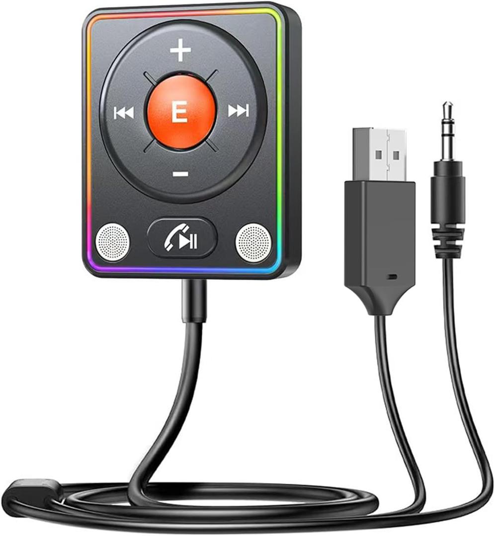 Bluetooth 5.4 AUX Car Adapter,[Dual Connection & Mic Noise Cancellation],Magnetic Bluetooth Aux Receiver with 3.5mm Nylon Braided Cable,for Car Music/Hands-Free Calls/Stereo Audio(Orange)