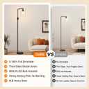 Upgraded Dimmable Floor Lamp for Living Room with Glass Shade, Black Modern Industrial Floor Lamp with 900LM LED Bulb Included, Bright Standing Tall Lamp for Bedroom, Office, Reading Room, Corner