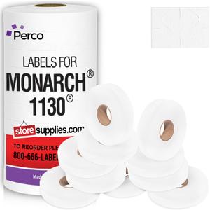 Perco White Pricing Labels for Monarch 1130 Price Gun - 1 Sleeve, 25,000 Blank Marking Labels - with Ink Roll Included