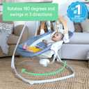 Ingenuity SimpleComfort Compact Baby Swing, Rotating Seat Swings in 3 Directions, 6 Speeds, 8 Melodies & 3 Nature Sounds, Ages 0-9 Months, Up to 20 Pounds - Chambray