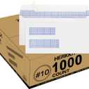 1000 Pack #10 Double Window Security Self-Seal Envelopes - Suitable Size for Multiple Business Statements, Quickbooks Invoices, and Return Envelopes, Size 4-1/8 x 9-1/2 - White - 24 LB