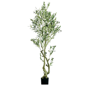Quibbay Artificial Olive Tree, 6FT Tall Faux Silk Plant for Home Office Decor, Fake Olive Trees with Natural Wood Trunk and Lifelike Fruits, Fake Potted Olive Silk Tree, Artificial Plants for Gift