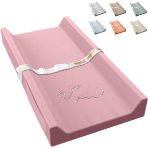 Vegan Leather Baby Changing Pad, Waterproof & Wipeable Soft Diaper Changing Mat 32 x 16.6" Comfortable Infant Changing Station for Dresser & Table (Pink)