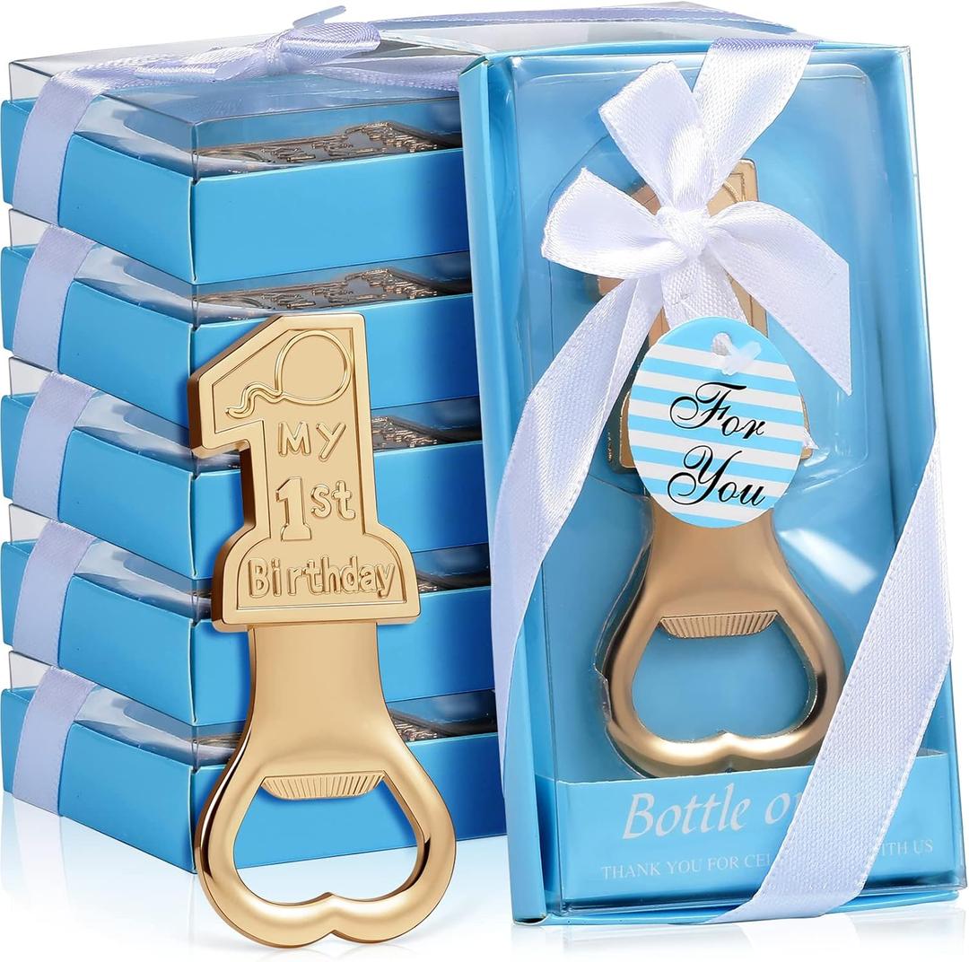 30 Pack My 1st Birthday Party Favor Supplies Present for Guest 1 Bottle Opener First Anniversary Decoration Souvenirs Souvenir Return Gift for Boy or Girl (Blue)