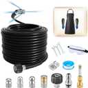 100FT Sewer Jetter Kit for Pressure Washer,1/4 Inch NPT Sewer Jetting Hose,Pressure Washer Drain Cleaner Hose 5800PSI with Sewer Jetter Nozzles, Gloves, Waterproof Tape, Apron (100FT)