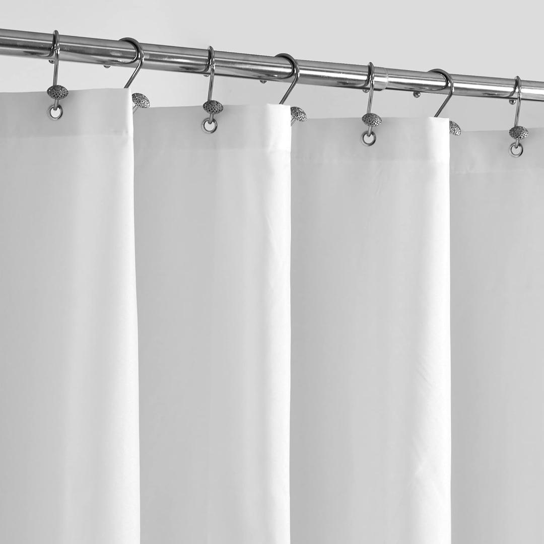 ALYVIA SPRING Extra Long Fabric Shower Curtain Liner Waterproof - 72" x 90", Soft & Lightweight XL Shower Curtain with Magnets, Machine Washable - 72x90, White