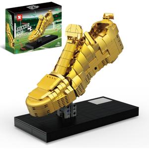Golden Boot Trophy Building Set - Soccer Award Model with Display Stand,STEM Construction Kit,Desk Decor & Collector's Item for Fans Ages 8 9 10 11 12 13 14 Boys